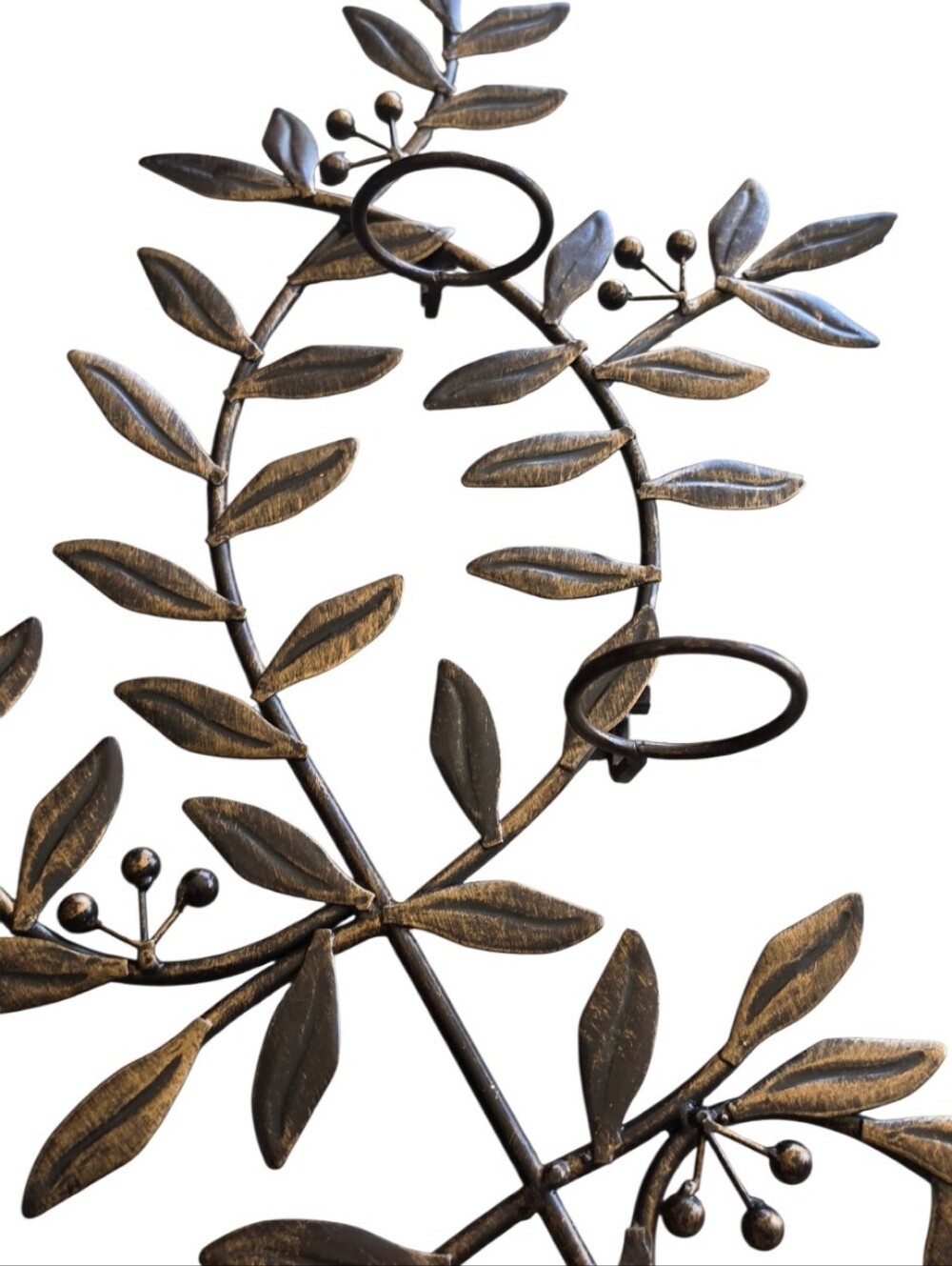 Vintage Style Metal Vine Wall Sconce 4 Votive Holders Tuscan Botanical Decor - Picture 3 of 4